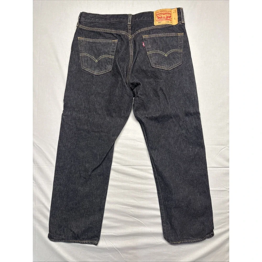 Levi's 501 Jeans 36x30 (34x28) Black Dark‎ Wash Button Fly Straight Leg Denim